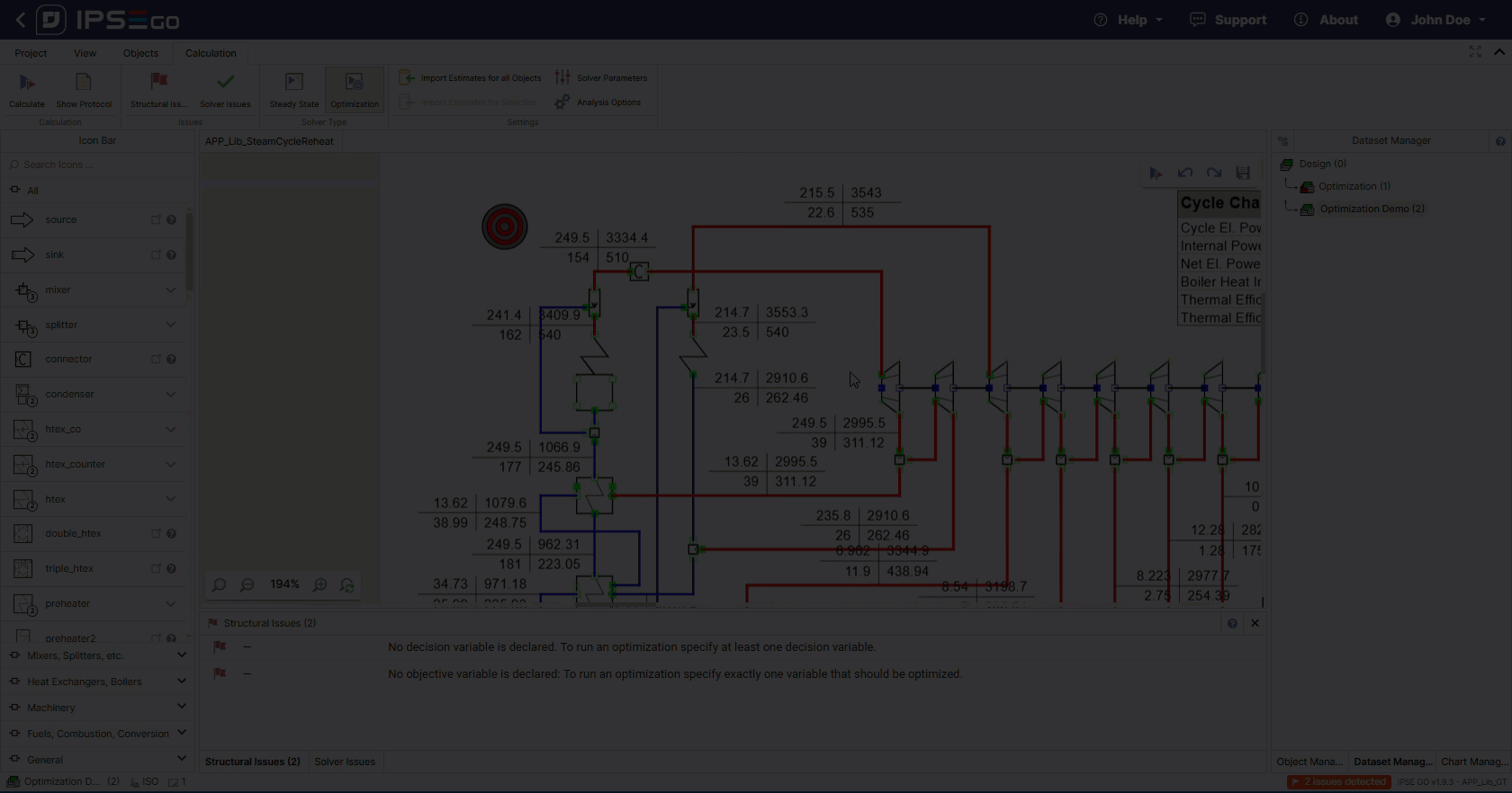 decision variables used