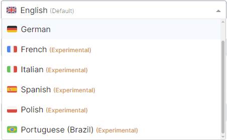 Language selection via user  preferences.